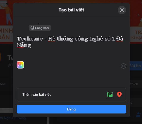Dán nội dung vừa được sao chép ở trên cho bất cứ vị trí nào trên ứng dụng facebook
