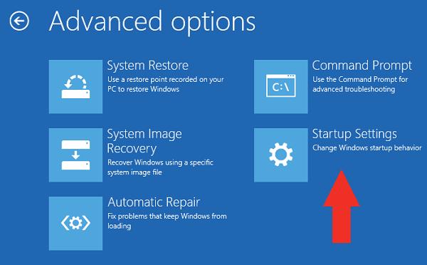 Chọn vào Windows Startup Settings