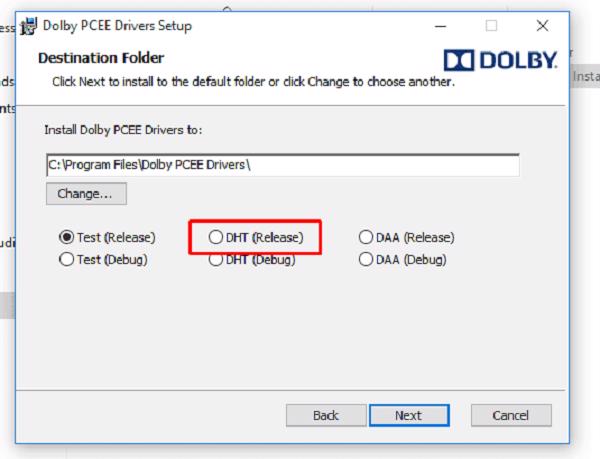 Đi tới thư mục Dolby PCEE Driver