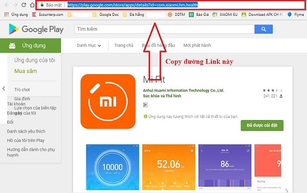 Hãy copy đường link địa chỉ của ứng dụng đó