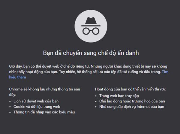 Nhấn vào icon 3 dấu chấm -> chọn vào Cửa sổ ẩn danh mới