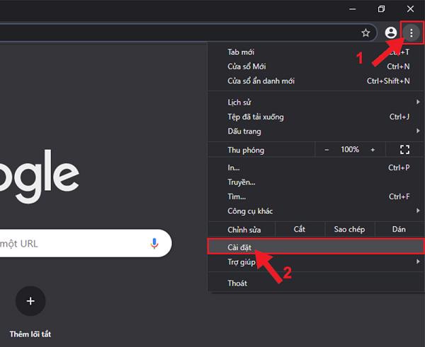 Nhấn icon 3 dấu chấm -> sau đó nhấn vào Cài đặt