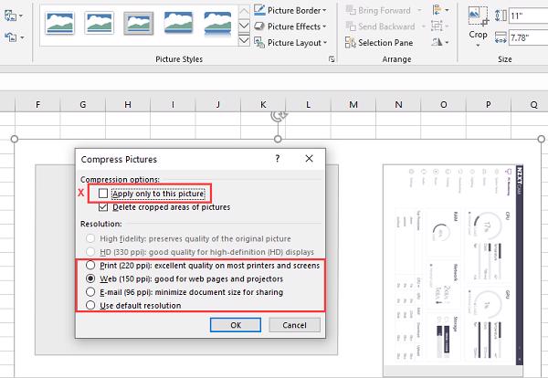 Bỏ đánh dấu ở mục Apply only to this picture để áp dụng thay đổi