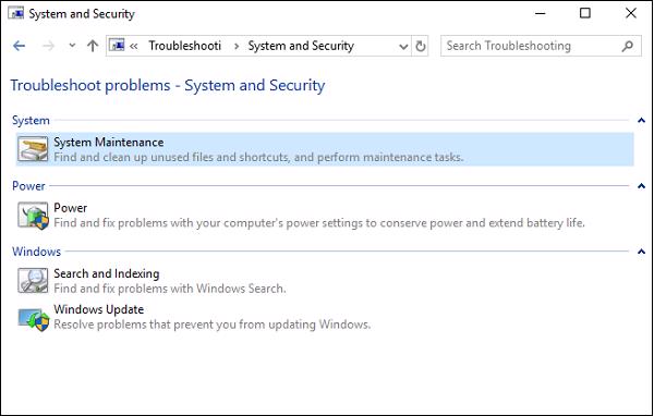 Chọn vào System Maintenance