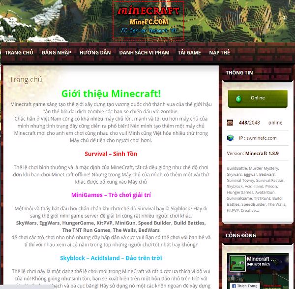 Truy cập vào đường link: https://minefc.com