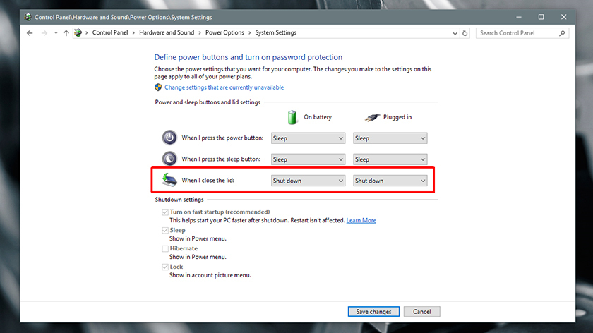 Chọn vào chế độ Shutdown