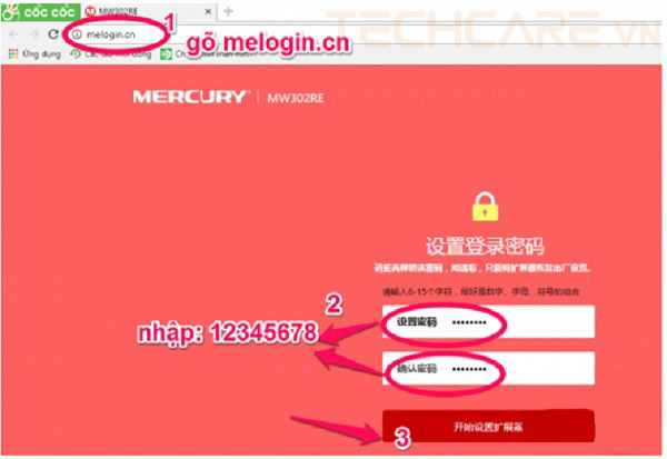 Nhập địa chỉ melogin.cn