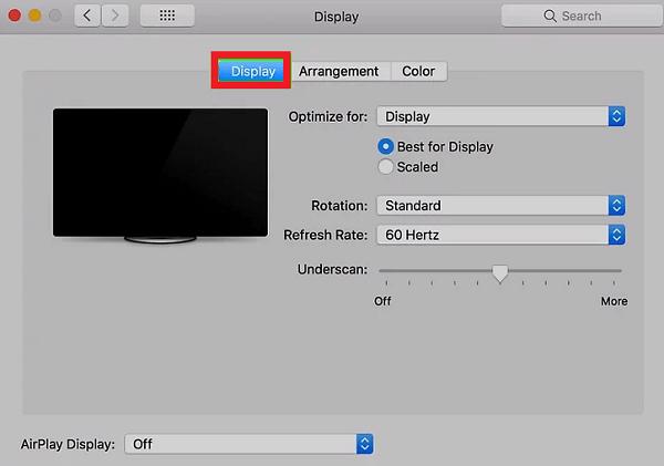 Nhấn vào mục Displays ở ngay góc trên bên trái cửa sổ