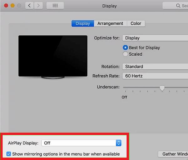 Nhấn vào thẻ Arrangement và bỏ chọn vào ô Mirror Displays