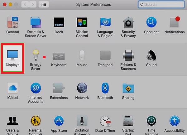Nhấn vào Displays