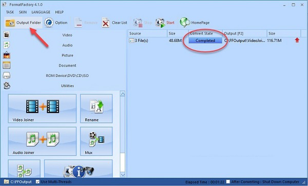 Máy tính sẽ có thông báo Completed xuất hiện