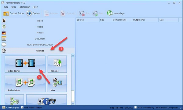 Nhấn chọn vào Utilities ngay ở cột phía bên trái, rồi sau đó chọn vào phần Video joiner