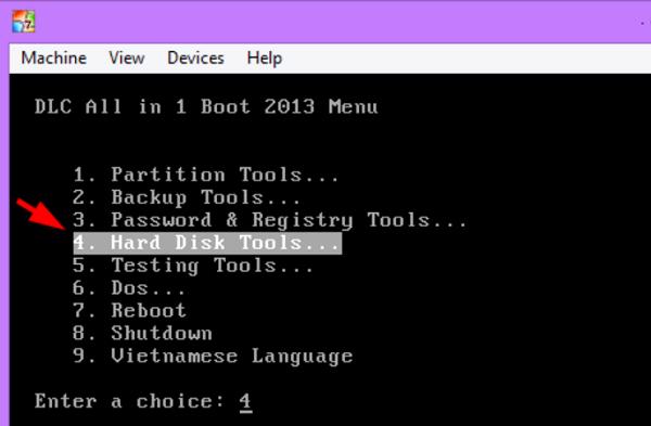 Chọn vào Hard Disk Tools