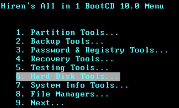 Chọn vào dòng Hard Disk Tools