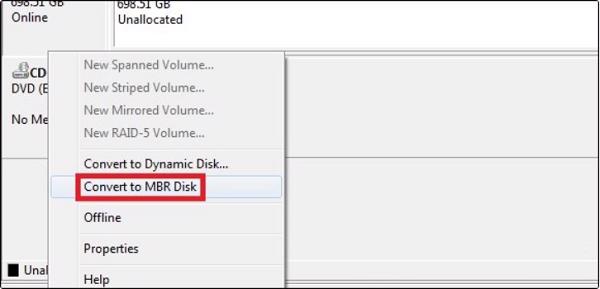Dòng Convert to MBR Disk thì ổ cứng của các bạn là chuẩn GPT