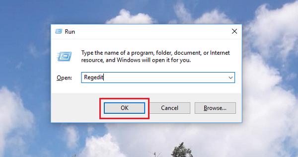Nhập lệnh Regedit vào công cụ Run