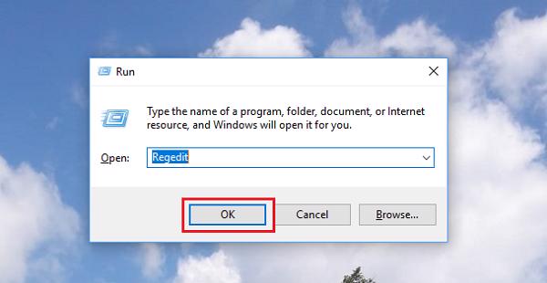 nhấn tổ hợp phím windows + R -> Regedit