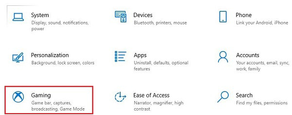 Nhập chế độ trò chơi (Gaming)
