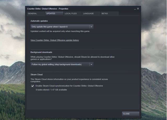 Lựa chọn Only update this game when I launch it