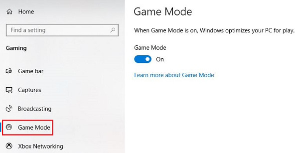 Nhấp vào Chế độ trò chơi