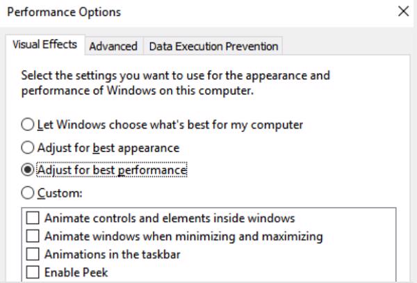 Chọn vào Adjust for best performance