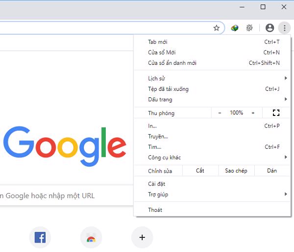 Sau đó chọn vào Cài đặt ở menu thả xuống