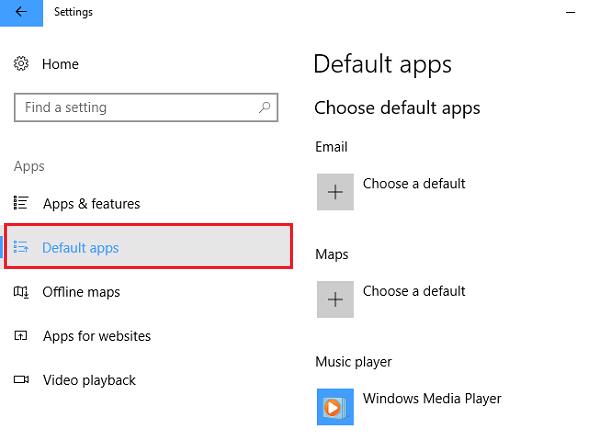 Nhấn vào thẻ Default apps