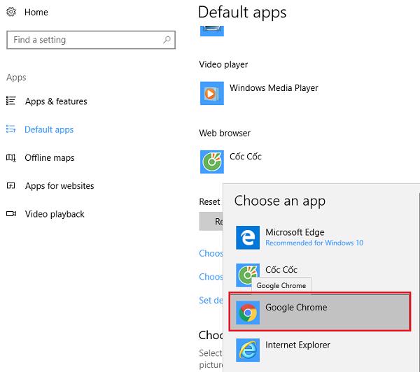 Click chọn vào Google Chrome