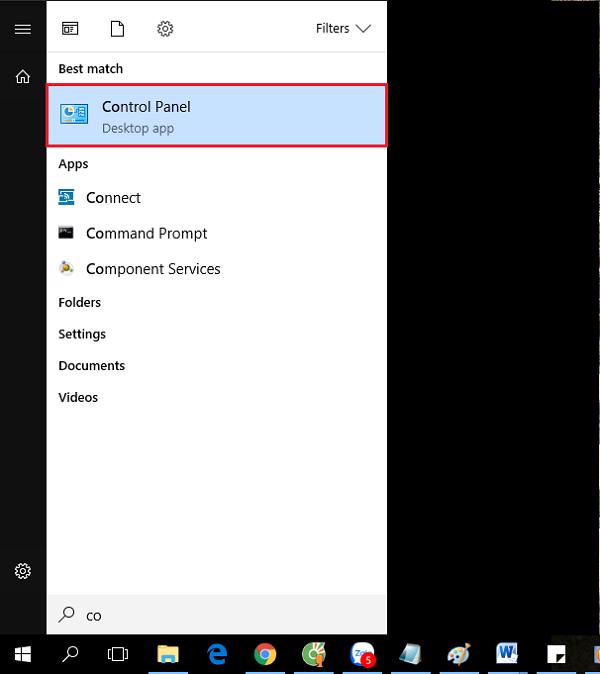 Nhấn mở Control Panel