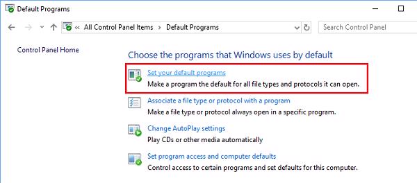 Nhấn tiếp vào mục Set your default programs