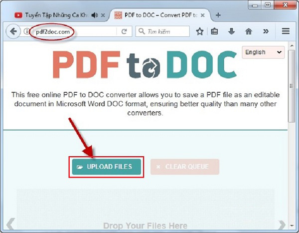 Chọn vào Upload Files lựa chọn file cần chuyển đổi