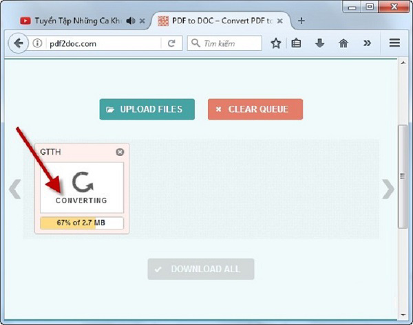 File tự động được tải lên trang