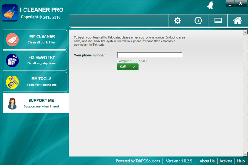Giao diện hỗ trợ bên phần mềm iCleanup for Mac