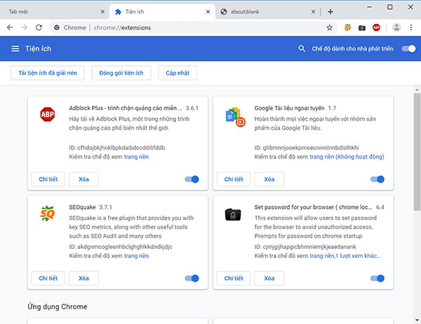 Kiểm tra xem trình duyệt web Google Chrome đã cài đặt Tiện ích IDM
