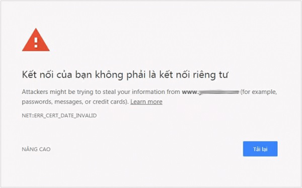 Nguyên nhân gây ra lỗi kết nối của bạn không phải là kết nối riêng tư