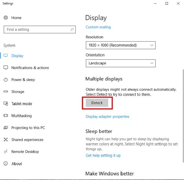 Hãy kéo xuống dưới và chọn vào Detect