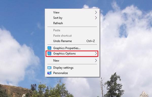 Chọn vào mục Graphics option