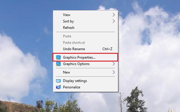 Chọn vào Graphics Properties