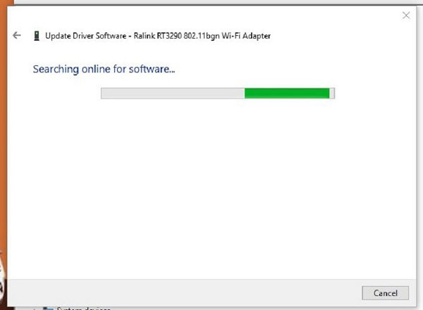 Hệ thống sẽ tìm kiếm online để tiến hành cập nhật driver