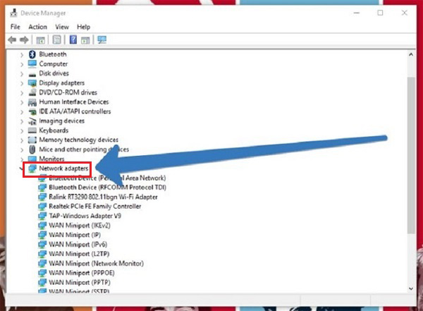 Truy cập vào mục Network Adapter bằng cách nhấn đúp vào nó