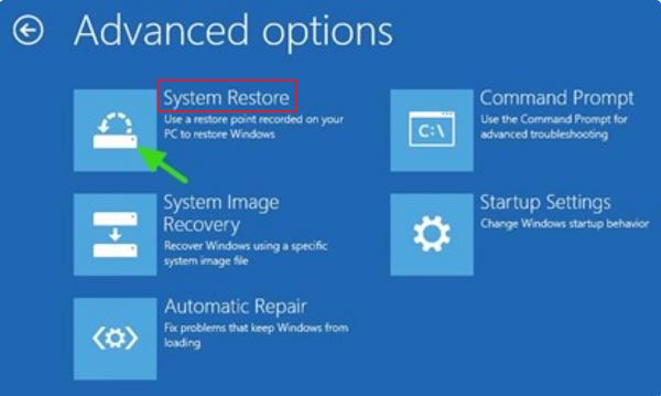 Nhấn chọn System Restore