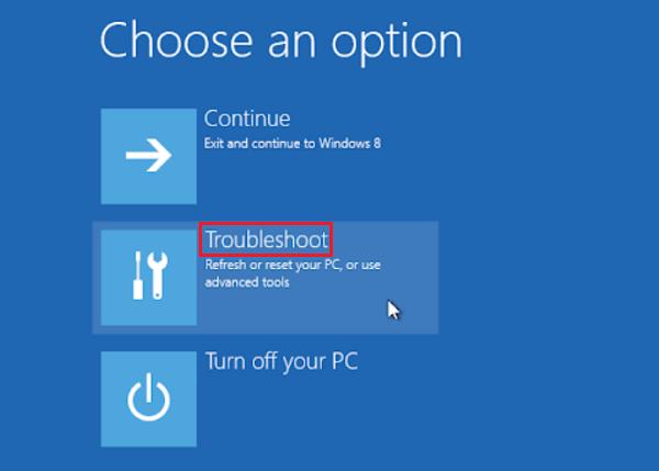 Nhấn vào Troubleshoot