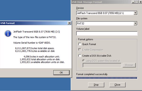 Khi format USB xong, sẽ thấy ảnh thông báo như thế này