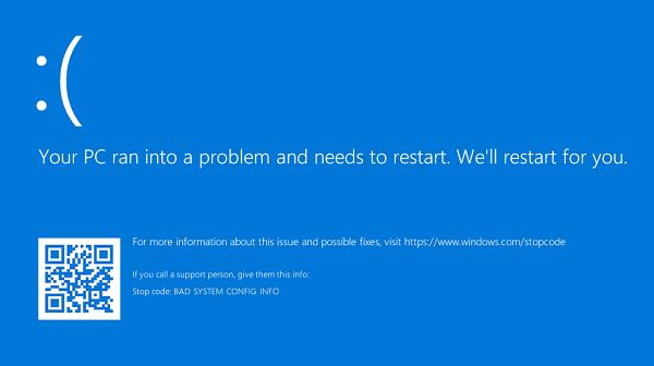 Lỗi your pc ran into a problem and needs to restart win 10