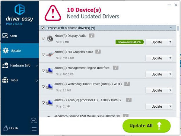 Nhấn vào nút Update bên cạnh thiết bị