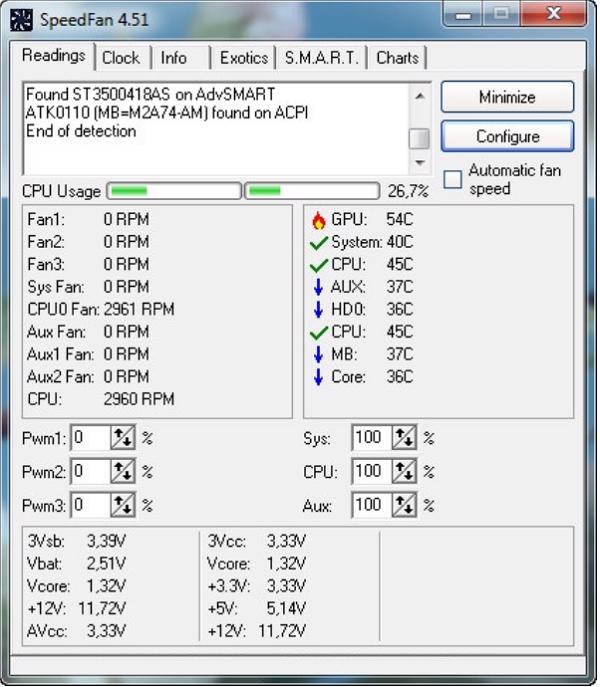 Các bạn tải và cài đặt phần mềm SpeedFan