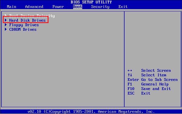 Chọn vào mục Hard Disk Drives