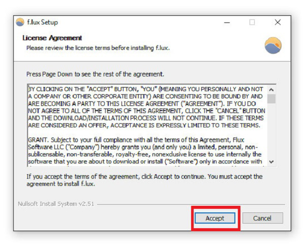 Chọn vào Accept để đồng ý