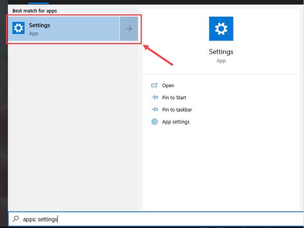 Các bạn mở MenuStart và tìm kiếm Settings