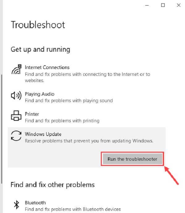 Các bạn chọn vào mục Run the Troubleshoot